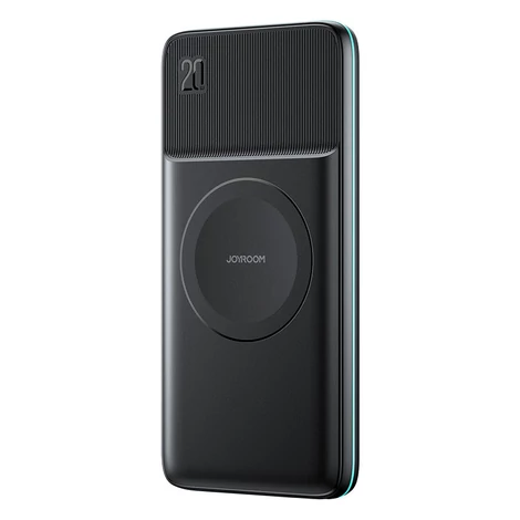 Joyroom power bank 10000mAh, 20W, Power Delivery, Quick Charge, 15W mágneses Qi vezeték nélküli töltő iPhone-hoz, MagSafe kompatibilis, fekete (JR-W040)