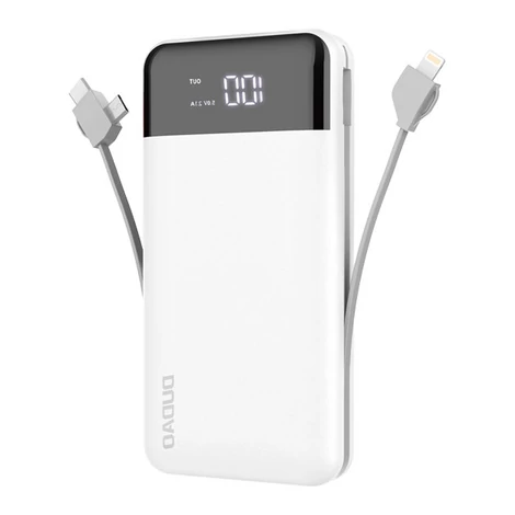 Dudao K1Pro powerbank 20000mAh beépített kábelekkel fehér (K1Pro-white)
