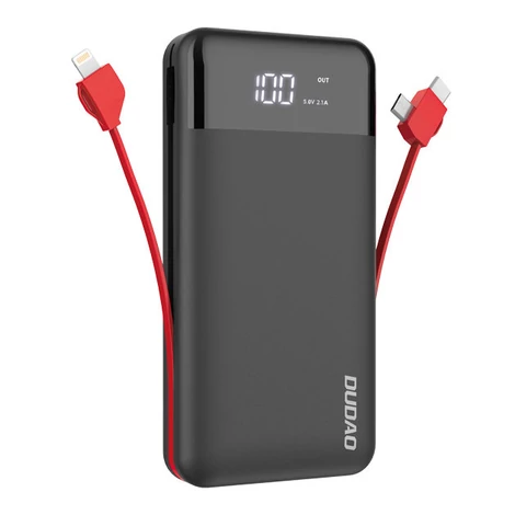 Dudao K1Pro powerbank 20000mAh beépített kábelekkel fekete (K1Pro-black)