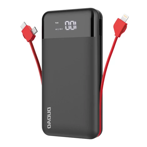 Dudao K1Pro powerbank 20000mAh beépített kábelekkel fekete (K1Pro-black)
