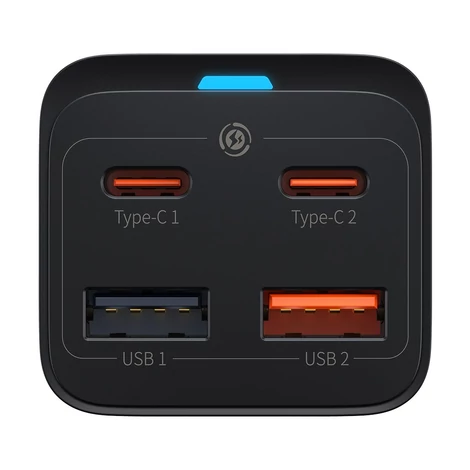 Baseus GaN3 Pro gyors GaN töltő 2 x USB Type C / 2 x USB 65W PD, QC4.0 +, AFC + USB Type C - USB Type C kábel 1m fekete (CCGP040101)