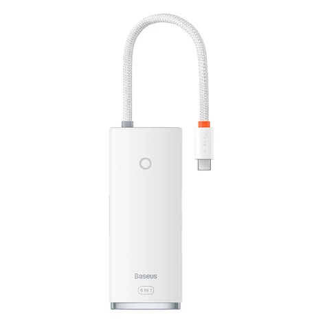 Baseus Lite sorozat multifunkciós HUB USB Type C - 2 x USB 3.0 / USB Type C PD / HDMI 1,4 / SD / TF fehér (WKQX050102)