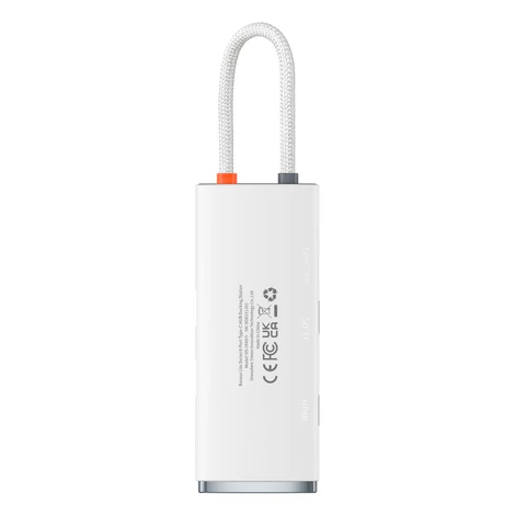 Baseus Lite sorozat multifunkciós HUB USB Type C - 2 x USB 3.0 / USB Type C PD / HDMI 1,4 / SD / TF fehér (WKQX050102)