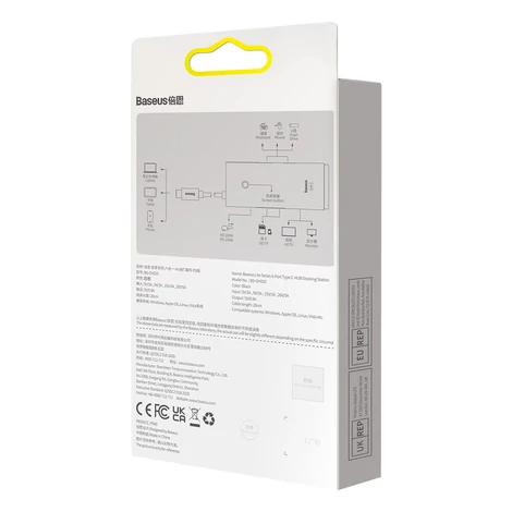 Baseus Lite sorozat multifunkciós HUB USB Type C - 2 x USB 3.0 / USB Type C PD / HDMI 1,4 / SD / TF fehér (WKQX050102)
