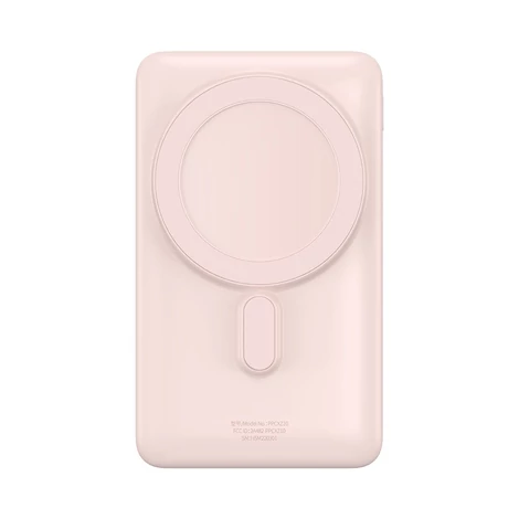 Baseus mágneses vezeték nélküli gyorstöltő Power Bank 10000mAh 20W Pink (Baseus Xiaobai sorozatú C-típusú töltőkábellel)