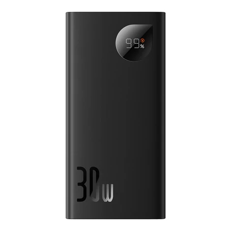 Baseus Adaman2 power bank digitális kijelzővel 10000mAh 30W 2 x USB / 1x USB Type C Power Delivery gyorstöltés SCP fekete (PPAD040001)