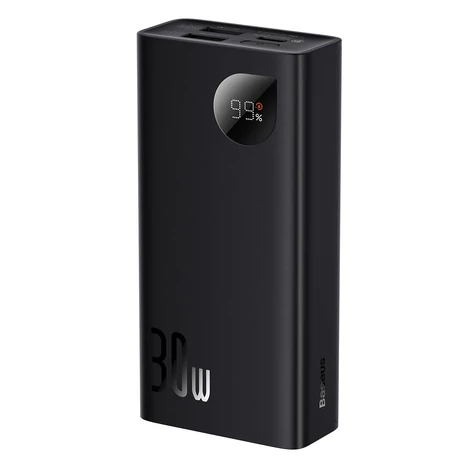 Baseus Adaman2 power bank digitális kijelzővel 10000mAh 30W 2 x USB / 1x USB Type C Power Delivery gyorstöltés SCP fekete (PPAD040001)