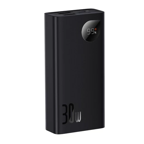 Baseus Adaman2 power bank digitális kijelzővel 10000mAh 30W 2 x USB / 1x USB Type C Power Delivery gyorstöltés SCP fekete (PPAD040001)