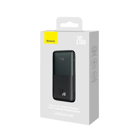 Baseus Bipow Pro powerbank 10000mAh 20W + USB 3A 0.3m kábel fekete (PPBD040101)
