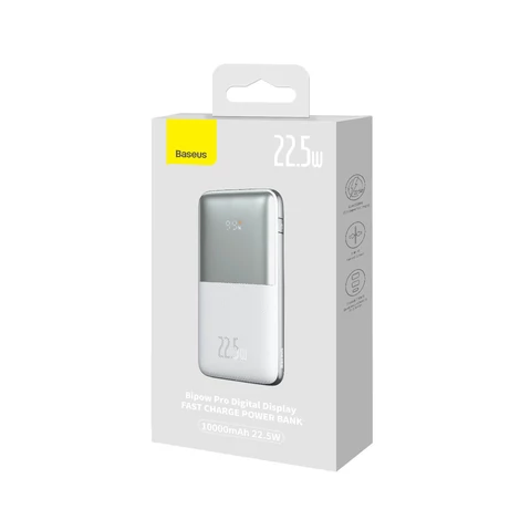 Baseus Bipow Pro powerbank 10000mAh 22.5W + USB 3A kábel 0.3m fehér (PPBD040002)