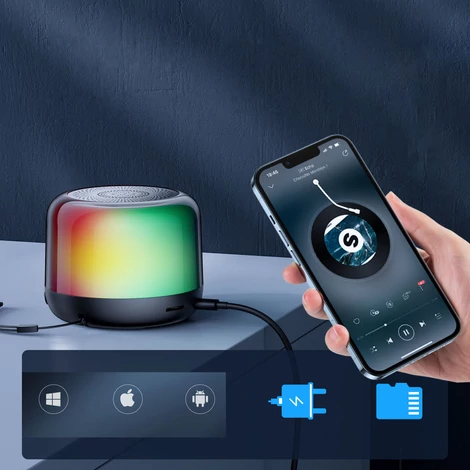 Joyroom bluetooth 5.1 RGB vezeték nélküli hangszóró fekete (JR-ML03)