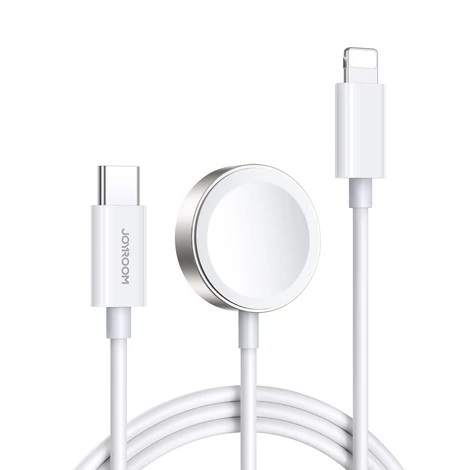 Joyroom USB C típusú 20W-os PD kábel induktív töltővel Apple Watch-hoz 1.5m fehér (S-IW005)