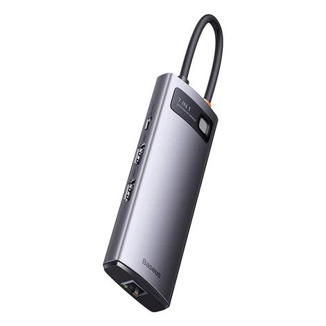 Baseus Hub 7in1 Metal Gleam Series, USB-C - 3x USB 3.0 + 2x HDMI + USB-C PD + Ethernet RJ45