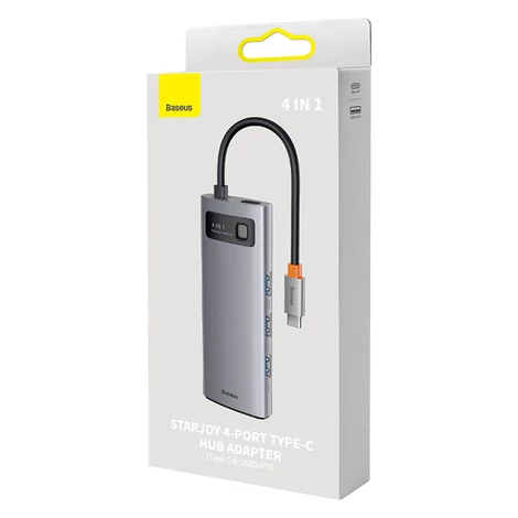 Baseus Hub 4 az 1-ben Metal Gleam sorozat, USB-C - 4x USB 3.0