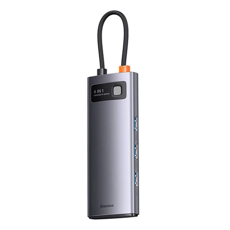 Baseus Hub 4 az 1-ben Metal Gleam sorozat, USB-C - 4x USB 3.0