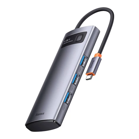 Baseus Hub 4 az 1-ben Metal Gleam sorozat, USB-C - 4x USB 3.0