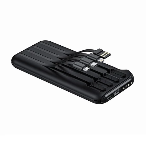 Vipfan F10 Powerbank 10000mAh + 4in1 kábel (fekete)