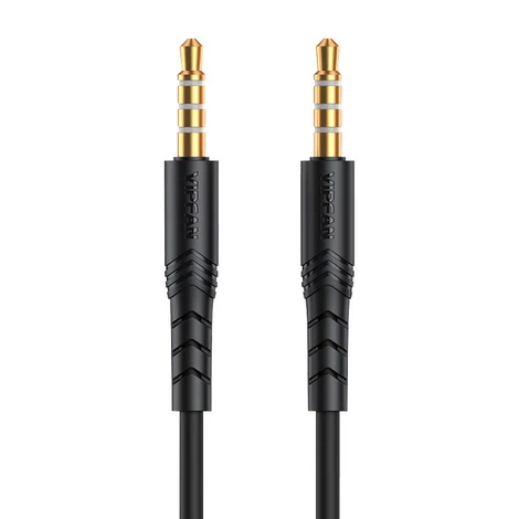 Vipfan L04 Mini jack 3.5mm AUX kábel 1m, aranyozott (fekete)
