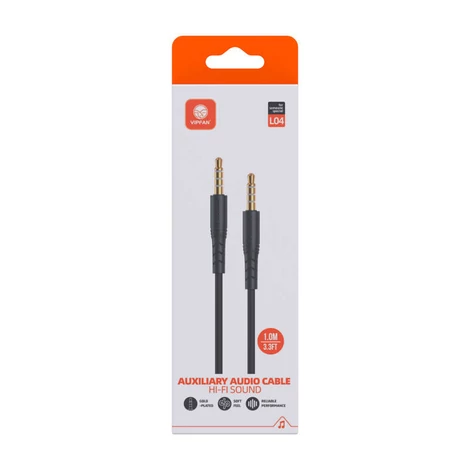 Vipfan L04 Mini jack 3.5mm AUX kábel 1m, aranyozott (fekete)