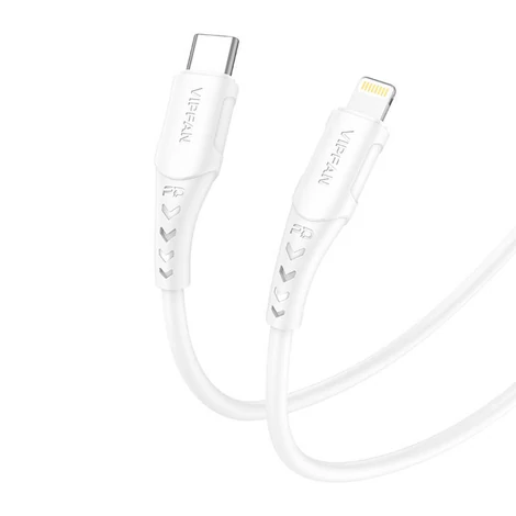Vipfan P04 USB-C Lightning kábel , 3A, PD, 1m (fehér)