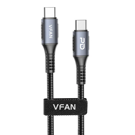 Vipfan P07 USB-C-USB-C kábel , 60W, PD, 1,2m (fekete)