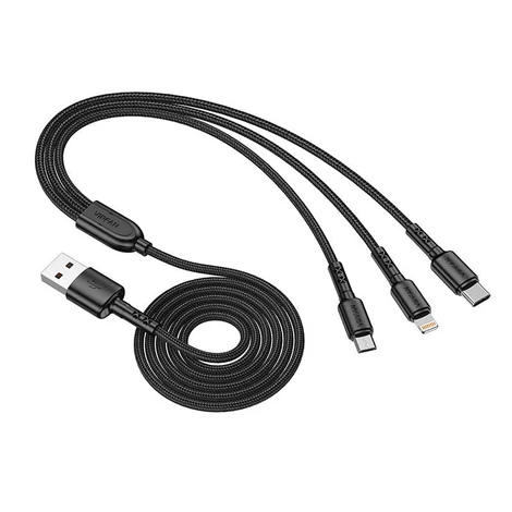 Vipfan X02 3in1 USB kábel USB-C / Lightning / Micro 3.5A 1.5m (fekete)