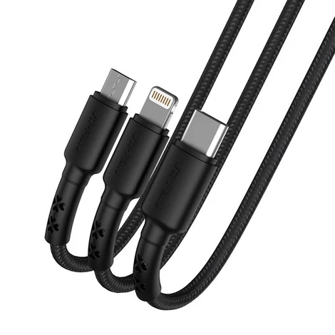 Vipfan X02 3in1 USB kábel USB-C / Lightning / Micro 3.5A 1.5m (fekete)