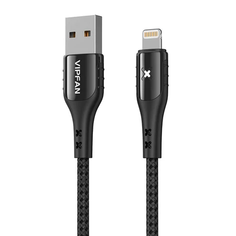 Vipfan Colorful X13 USB és Lightning kábel 3A, 1.2m (fekete)