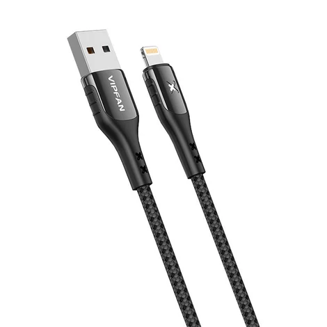 Vipfan Colorful X13 USB és Lightning kábel 3A, 1.2m (fekete)