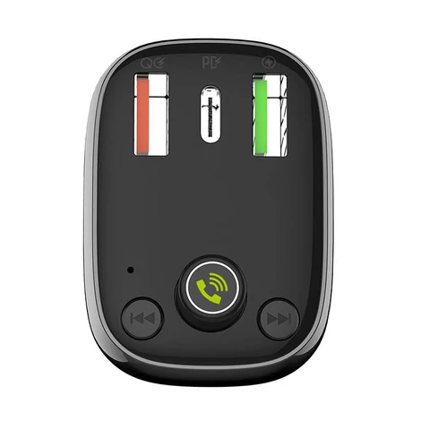 LDNIO C704Q FM transmitter Bluetooth-szal, 2x USB + USB-C, microSD / TF (fekete)