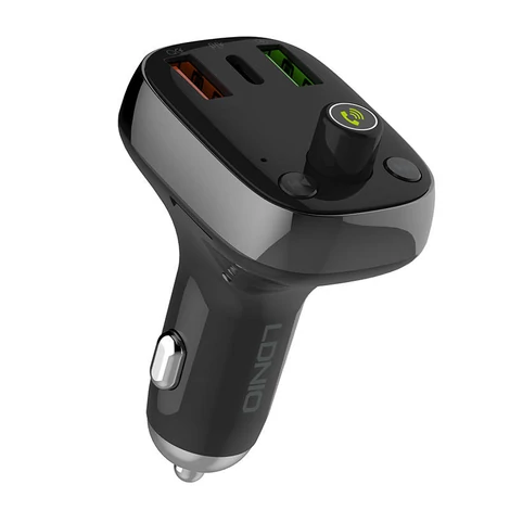LDNIO C704Q FM transmitter Bluetooth-szal, 2x USB + USB-C, microSD / TF (fekete)