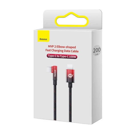 Baseus MVP2 USB-C - USB-C kábel, 100W, 2m (fekete/piros)