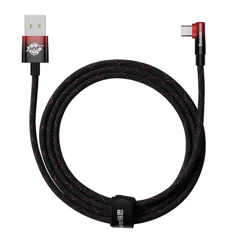 Baseus Elbow USB-USB-C 100W 2m-es szögletes kábel (fekete-piros)