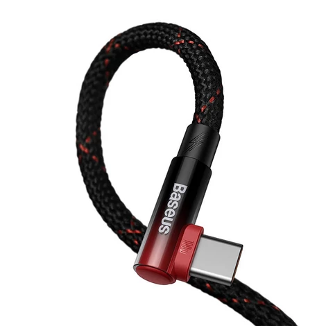 Baseus Elbow USB-USB-C 100W 2m-es szögletes kábel (fekete-piros)