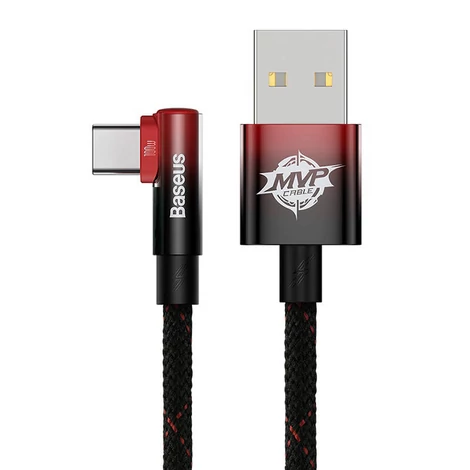 Baseus Elbow USB-USB-C 100W 2m-es szögletes kábel (fekete-piros)
