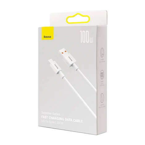 Baseus Superior Series kábel USB-ről USB-C-re, 100W, PD, 2m (fehér)