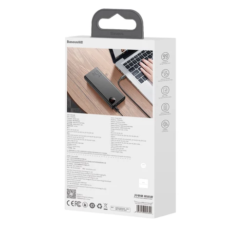 Baseus Adaman Metal Powerbank 20000mAh PD QC 3.0 65W 2xUSB + USB-C + micro USB (fekete)