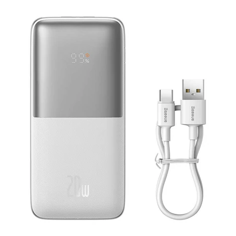 Baseus Bipow Pro Powerbank 10000mAh, 2xUSB, USB-C, 20W (fehér)
