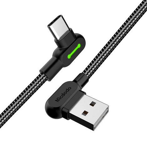 Mcdodo CA-5280 LED USB-USB-C kábel, 0,5m (fekete)