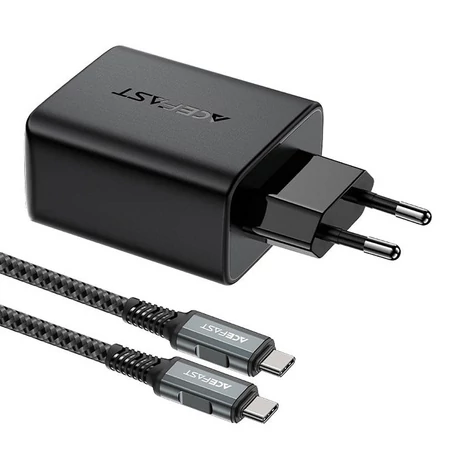 Acefast A17 Fali töltő, 65W GaN + kabel USB-C (fekete)