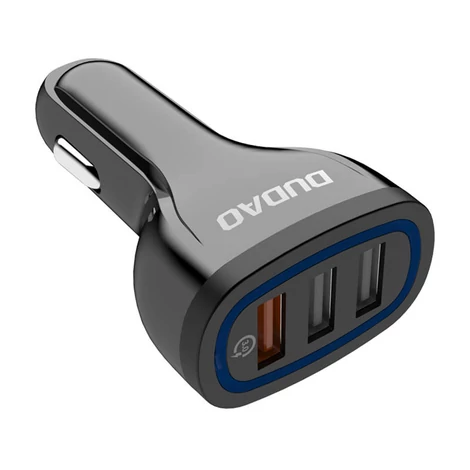 Dudao R7S Autótöltő 3x USB, QC 3.0, 18W (fekete)