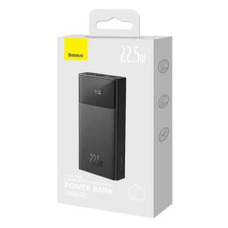 Baseus Star-Lord 20000mAh Powerbank , 2xUSB, USB-C, 22.5W (fekete)
