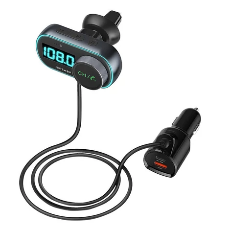 BlitzWolf BW-BC3 FM transzmitter, Bluetooth 5.0, 30W PD + 18W QC 3.0, RGB