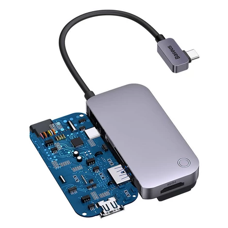 Baseus PadJoy Hub 4in1 USB-C USB 3.0 + HDMI + USB-C PD + jack 3.5mm (szürke)