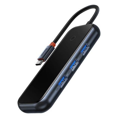 Baseus AcmeJoy Hub 4in1 sorozat USB-C 3xUSB 3.0 + USB-C PD (sötétszürke)