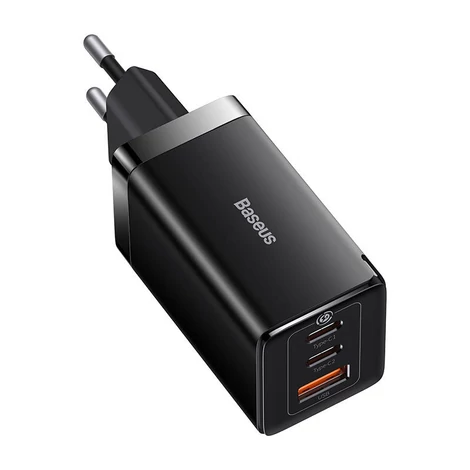 Baseus GaN5 Pro fali töltő 2xUSB-C + USB, 65W (fekete)