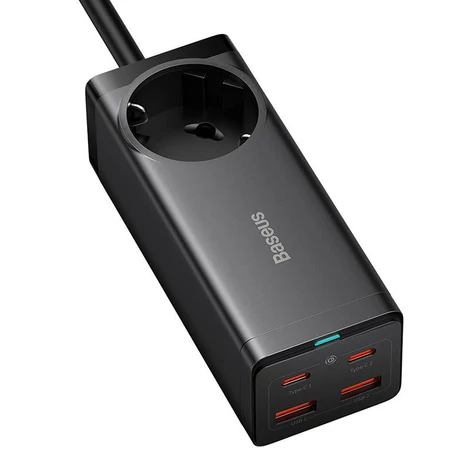 Baseus GaN3 Pro fali töltő / powerstrip 2xUSB + 2xUSB-C + AC, 100W (fekete)