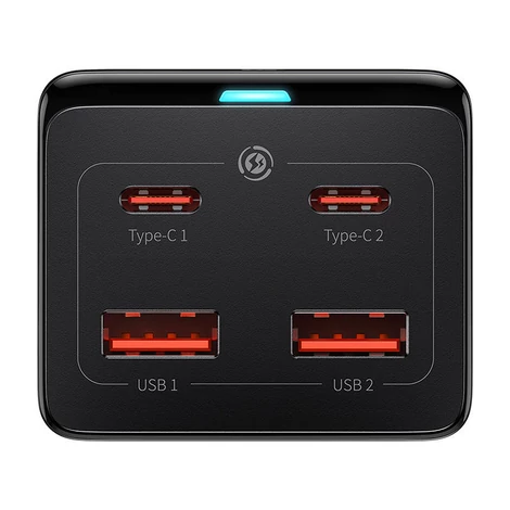Baseus GaN3 Pro fali töltő / powerstrip 2xUSB + 2xUSB-C + AC, 100W (fekete)