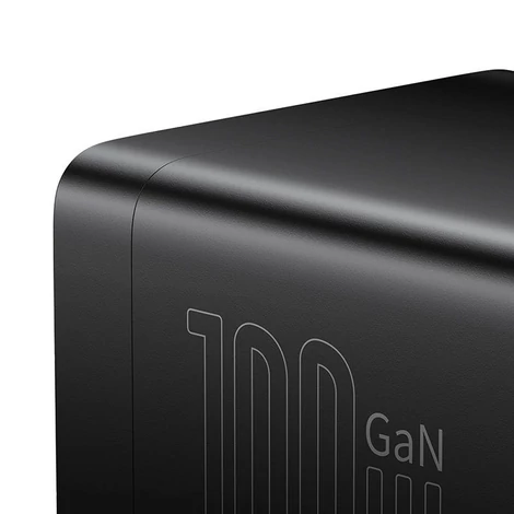 Baseus GaN3 Pro fali töltő / powerstrip 2xUSB + 2xUSB-C + AC, 100W (fekete)