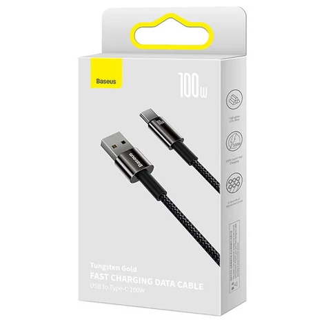 Baseus Tungsten Gold kábel USB-ről USB-C-re, 100W, 1m (fekete)